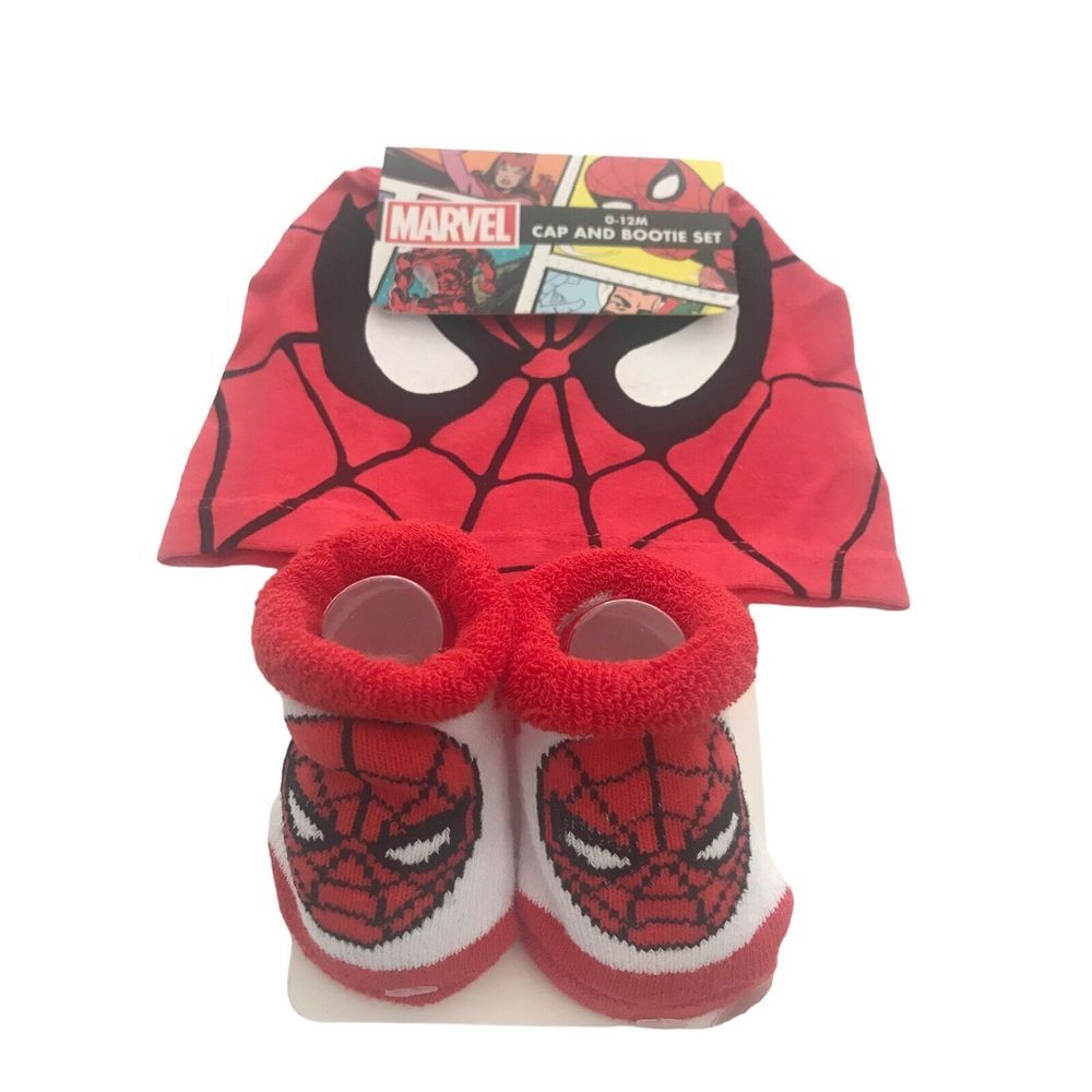 Marvel Baby Boy Spiderman Cap‎ & Bootie Set - Red/Size 0-12M